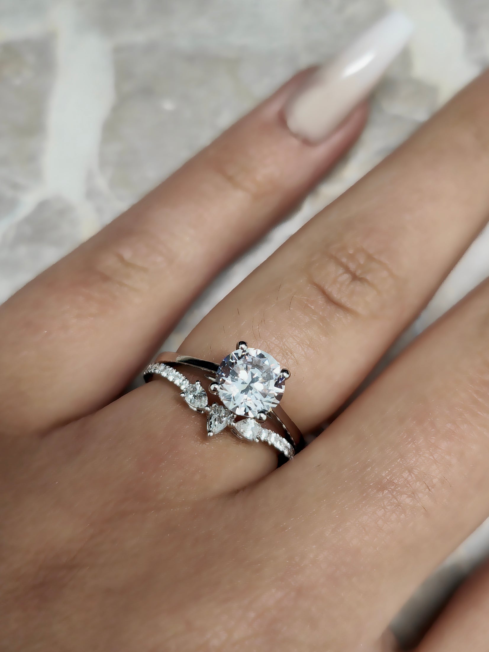 18k white gold tiara wedding ring with diamonds