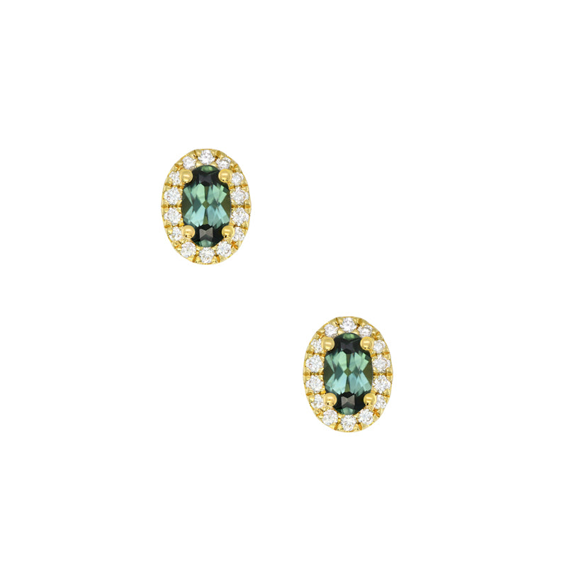 Clarissa 18ct Yellow Gold Australian Teal Sapphire Earrings - Melbourne Jewellers