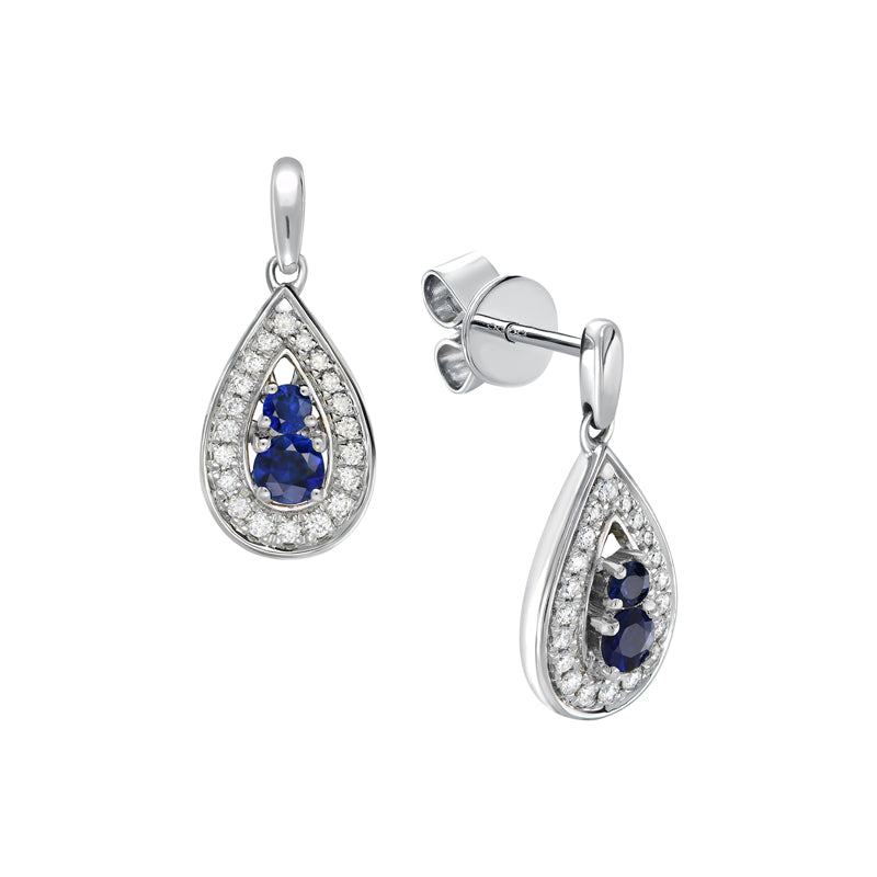 Illourah 18ct White Gold Australian Blue Sapphire Earrings - Melbourne Jewellers