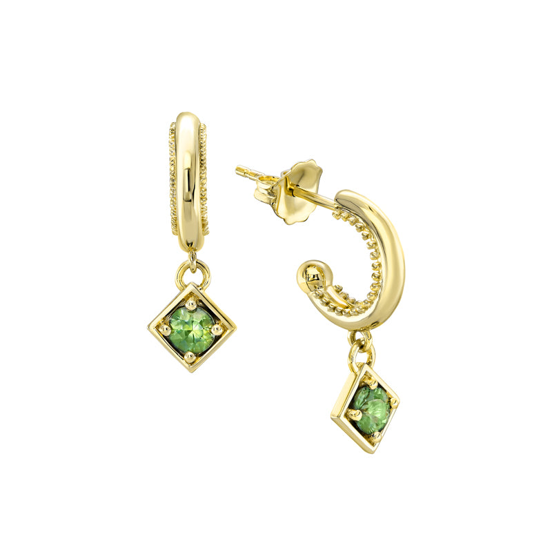 Anya 9ct Yellow Gold Australian Green Sapphire Earrings - Melbourne Jewellers