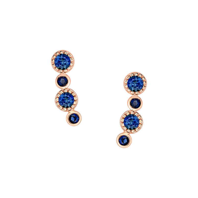 Gwen 9ct Rose Gold Australian Blue Sapphire Earrings - Melbourne Jewellers
