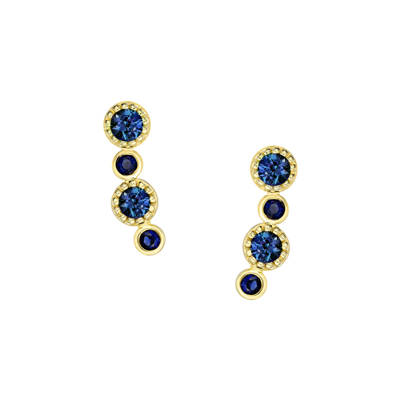 Gwen 9ct Yellow Gold Australian Blue Sapphire Earrings - Melbourne Jewellers