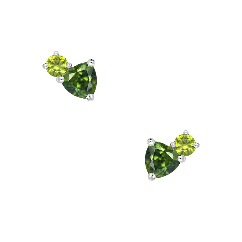Toi Et Moi 9ct White Gold Australian Green Sapphire Earrings - Melbourne Jewellers