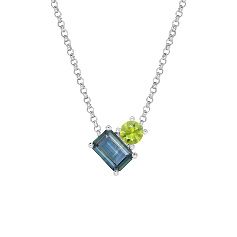 Toi Et Moi 9ct White Gold Australian Blue Sapphire Necklace - Melbourne Jewellers
