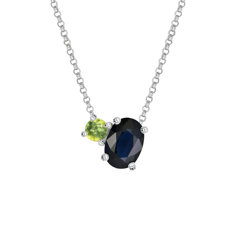 Toi Et Moi 9ct White Gold Australian Blue Sapphire Necklace - Melbourne Jewellers