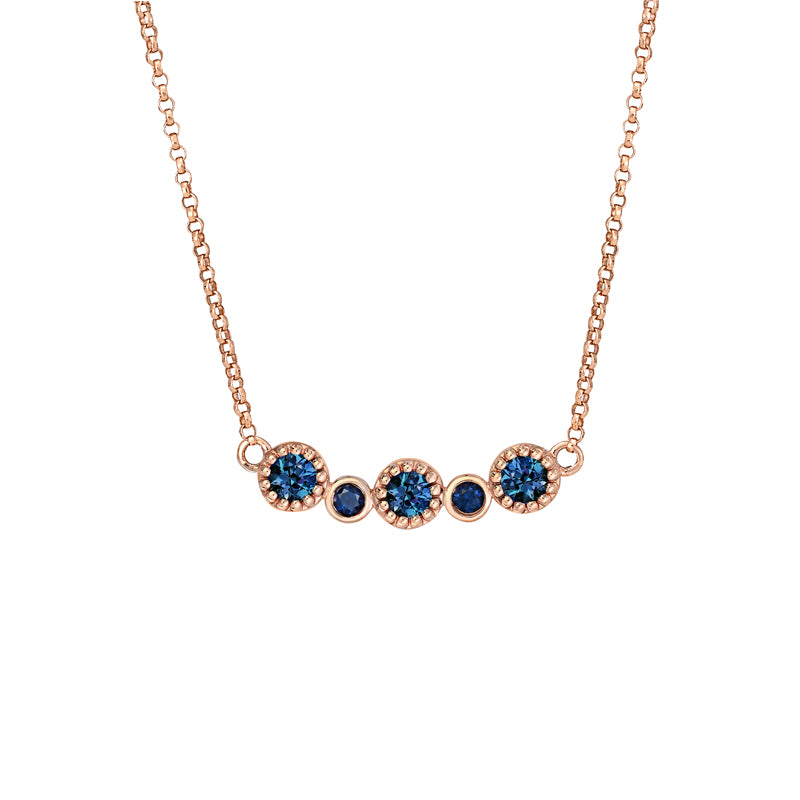 Gwen 9ct Rose Gold Australian Blue Sapphire Necklace - Melbourne Jewellers