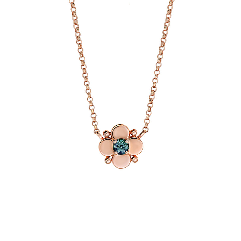 Misty 9ct Rose Gold Australian Teal Sapphire Necklace - Melbourne Jewellers