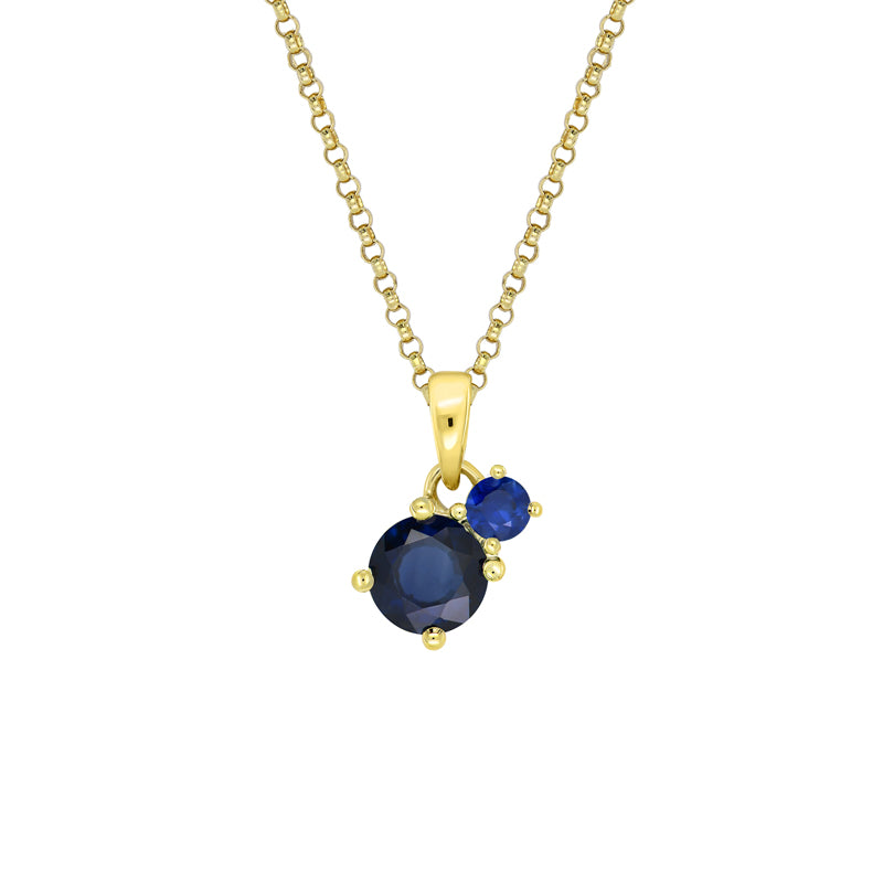 Toi Et Moi 9ct Yellow Gold Australian Blue Sapphire Necklace - Melbourne Jewellers