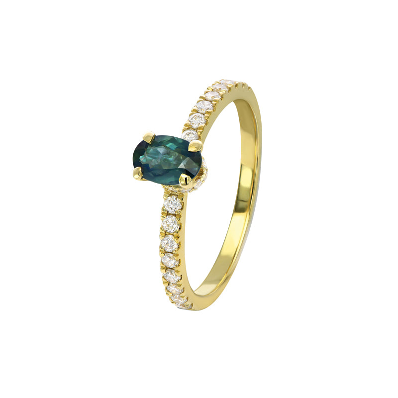 Renee 18ct Yellow Gold Australian Teal Sapphire Ring - Melbourne Jewellers