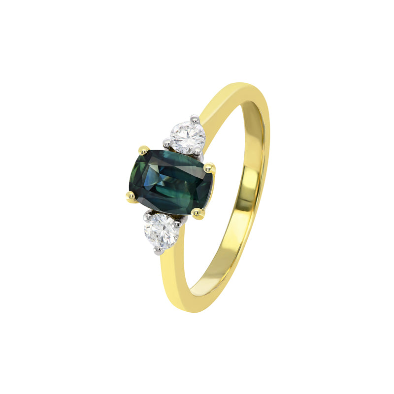 Endota 18ct White & Yellow Gold Australian Teal Sapphire Ring - Melbourne Jewellers