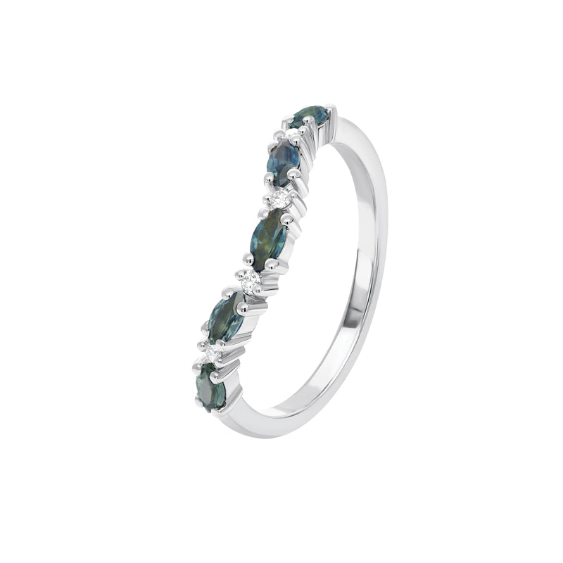 Georgia 18ct White Gold Australian Teal Sapphire Ring - Melbourne Jewellers