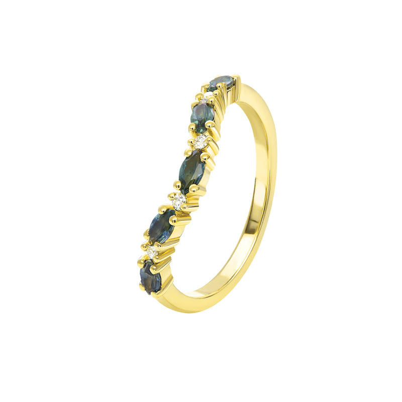 Georgia 18ct Yellow Gold Australian Teal Sapphire Ring - Melbourne Jewellers