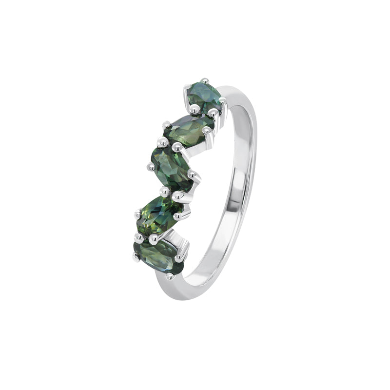 Nyra 9ct White Gold Australian Teal Sapphire Ring - Melbourne Jewellers