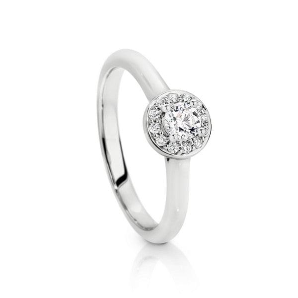 18ct WG Argyle White Diamond Halo Engagement Ring - Melbourne Jewellers