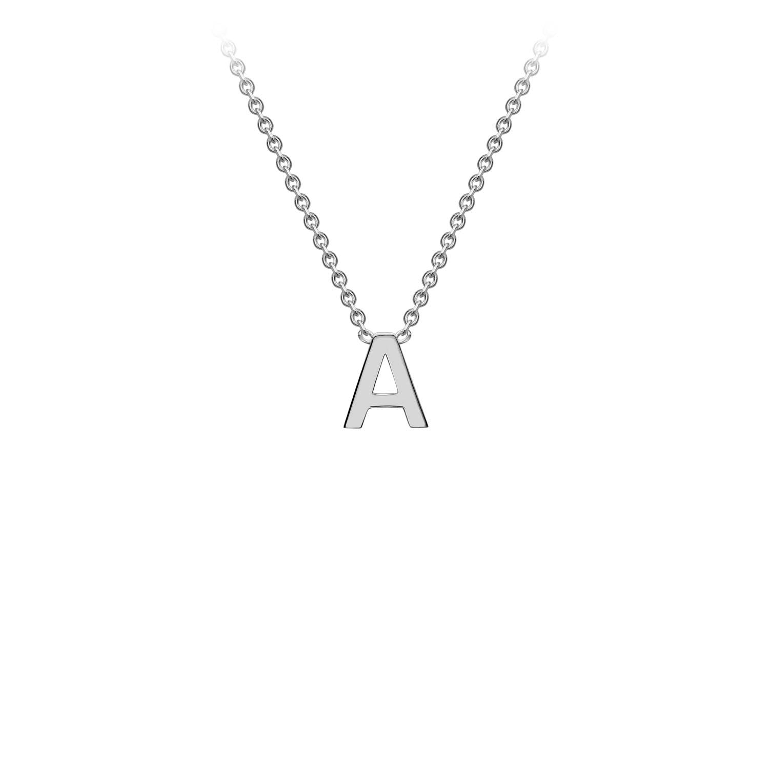 9K White Gold A Initial Adjustable Letter Necklace 38/43cm