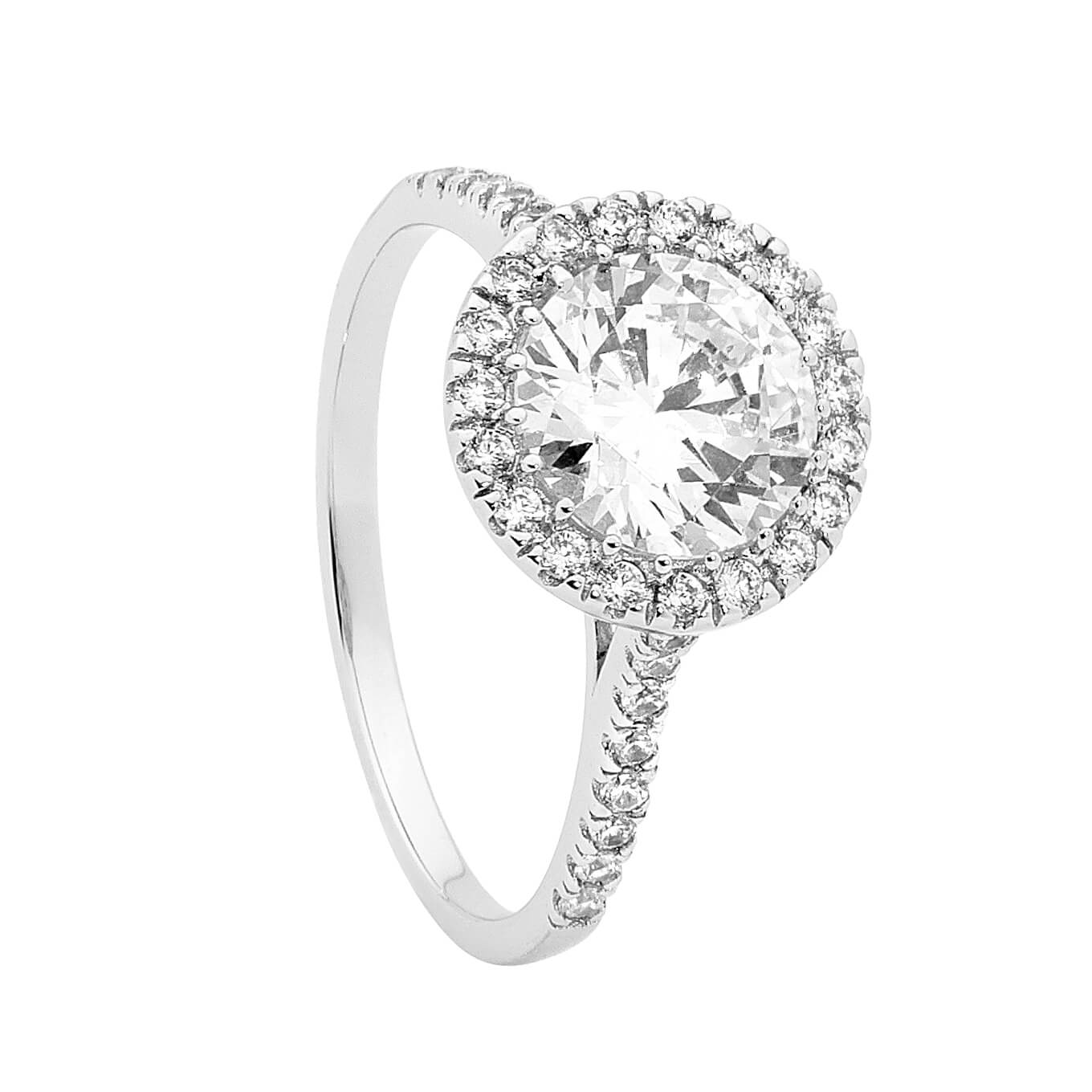 Georgini - Halo Large Sterling Silver Cubic Zirconia Ring - Melbourne Jewellers